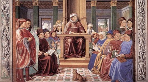 Augustinus lehrt in Rom (Benozzo Gozzoli, 1465).